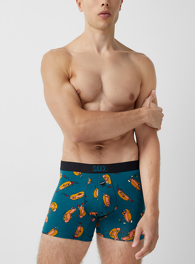 Saxx Patterned Green Hot dog boxer brief VIBE for men