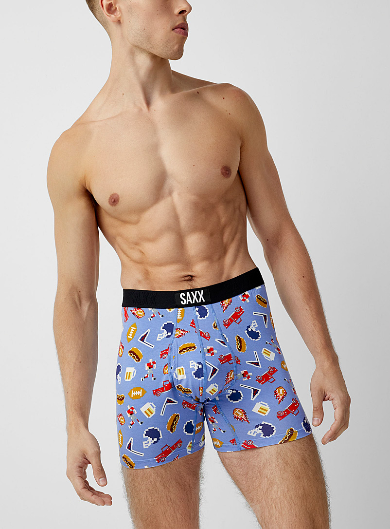 Saxx Patterned Blue Pixelated football boxer brief ULTRA for men
