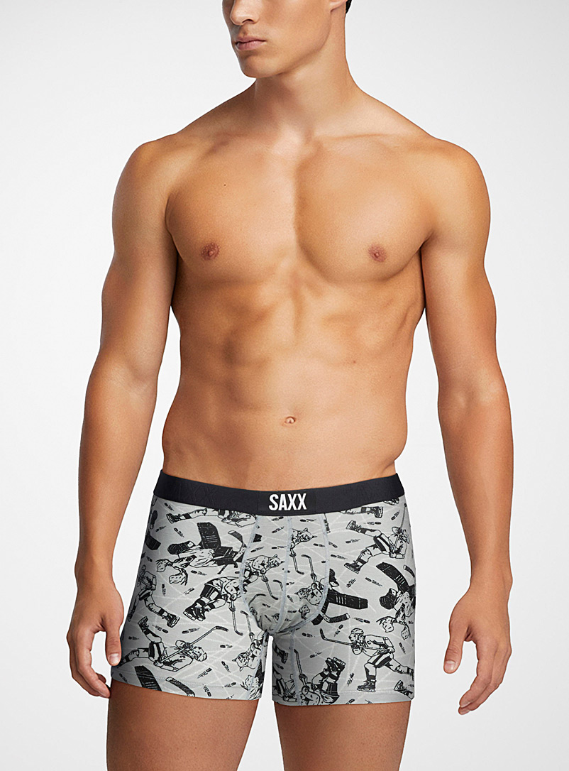 Saxx Patterned Grey Animal hockey player boxer brief VIBE for men