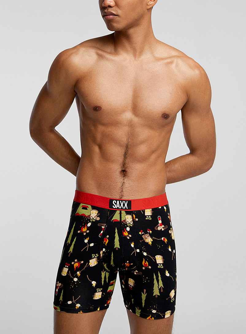 Saxx Patterned Black Camping toast boxer brief ULTRA for men