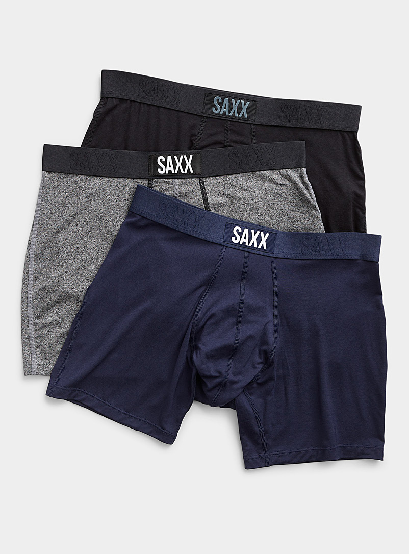 Saxx Patterned Black Solid boxer briefs VIBE - 3-pack for men