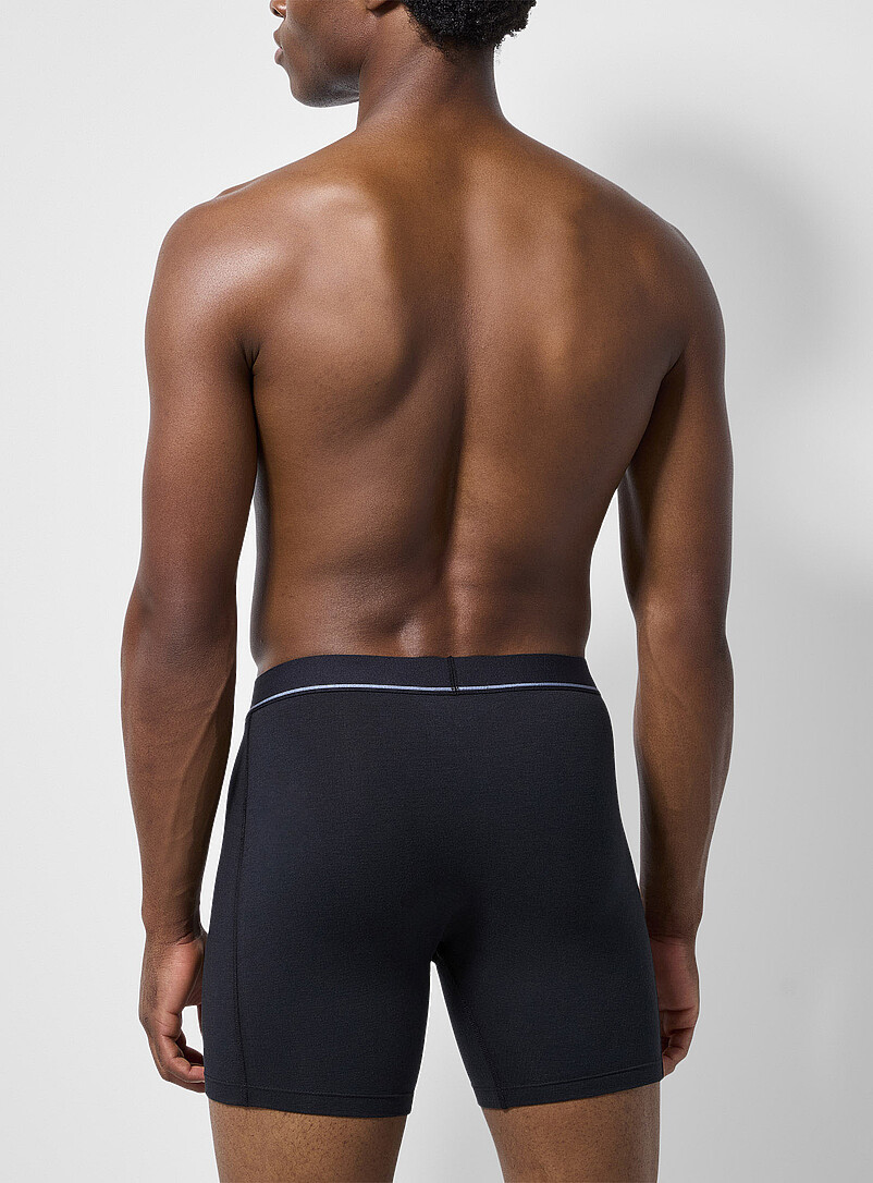 Saxx: Les boxeurs longs rayure unique 6 po Essential Cotton Emballage de 3 Vert &agrave; motifs pour homme