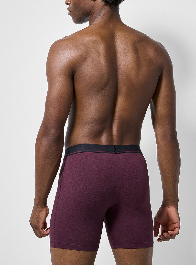 Saxx: Les boxeurs longs rayure unique 6 po Essential Cotton Emballage de 3 Vert &agrave; motifs pour homme