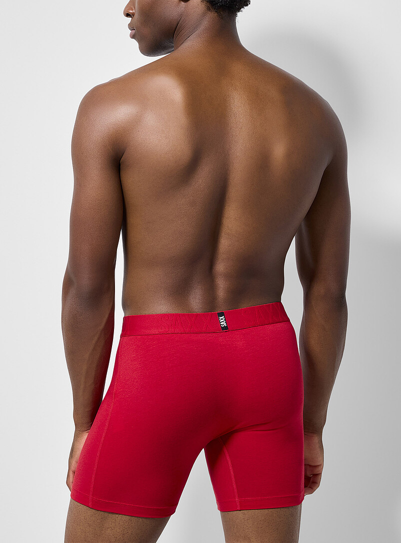 Saxx: Les boxeurs longs unis 6 po DROPTEMP<sup><small>MC</small></sup> Emballage de 3 Rouge &agrave; motifs pour homme