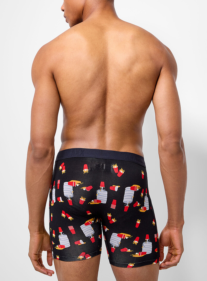Saxx: Le boxeur long barils de bi&egrave;re 6 po VIBE XTRA Noir &agrave; motifs pour homme