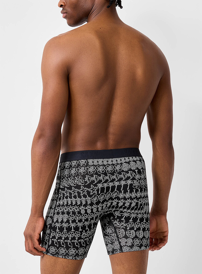 Saxx: Le boxeur long voyage tropical 6 po VIBE XTRA Noir &agrave; motifs pour homme