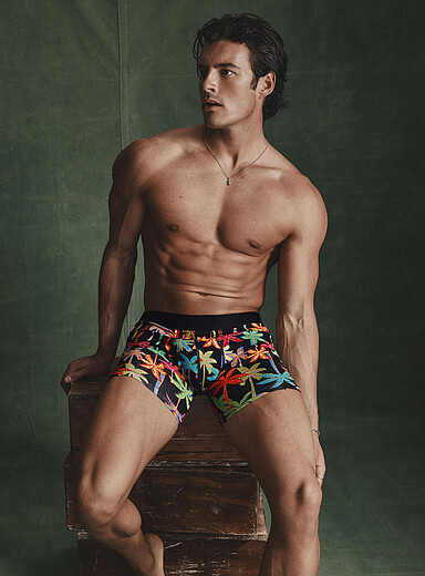 Saxx Patterned Green 6" colourful palm tree boxer brief DROPTEMP&trade; for men