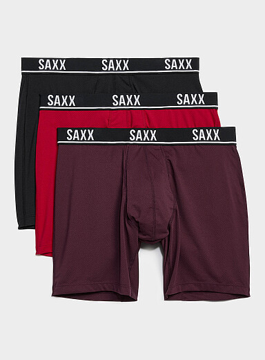 6" solid micro-perforated boxer briefs ESSENTIAL PERFORMANCE MESH 3-pack
