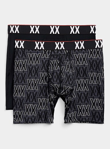 Saxx Patterned Black 6" black/monogram boxer briefs MULTI-SPORT MESH 2-pack for men