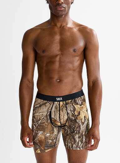 Saxx Patterned Green 6" camouflage boxer brief VIBE XTRA for men