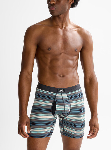 Saxx: Le boxeur long rayures fines 6 po VIBE XTRA Gris &agrave; motifs pour homme