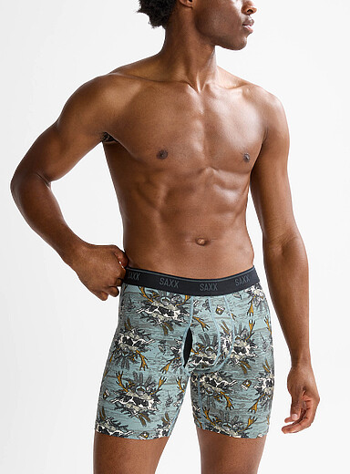 Saxx Patterned Grey 6" Hunting lodge micro-perforated boxer brief QUEST for men