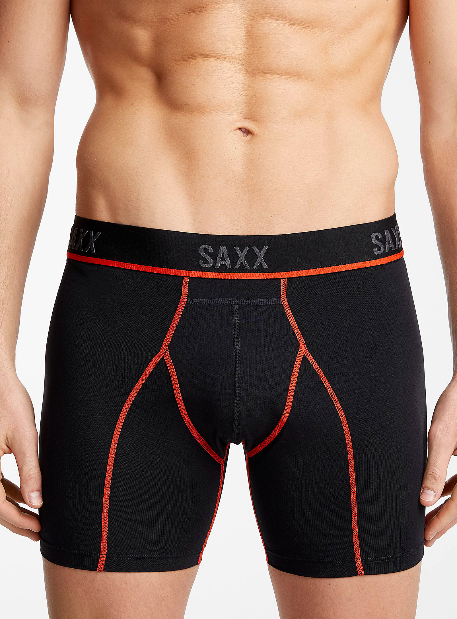 Saxx Piping Micro-mesh Boxer Brief Kinetic Hd In Patterned Black