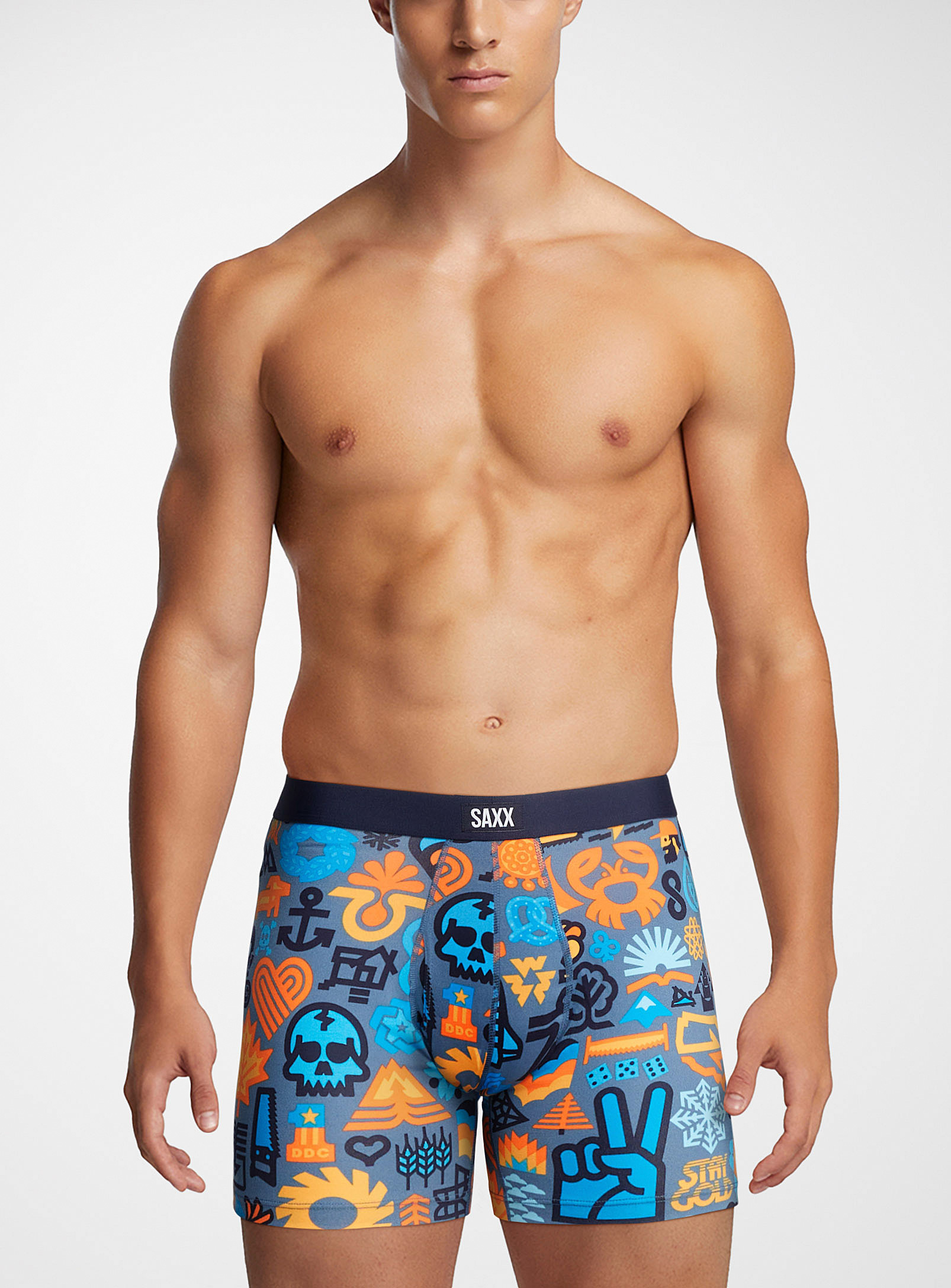 Saxx Colourful Illustration Boxer Brief Daytripper In Patterned Blue