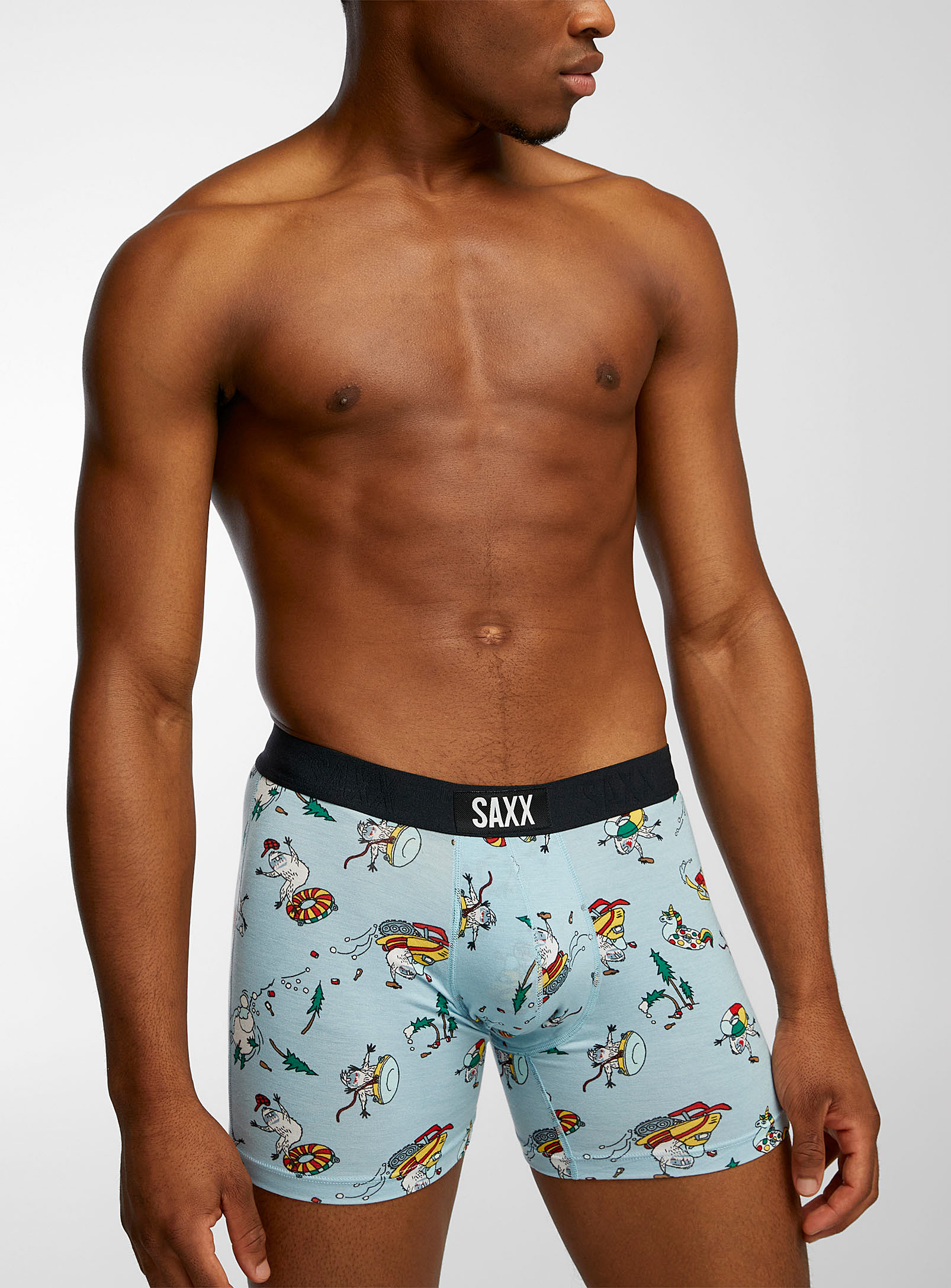 Saxx Snowmobile Yeti Boxer Brief Vibe In Patterned Blue