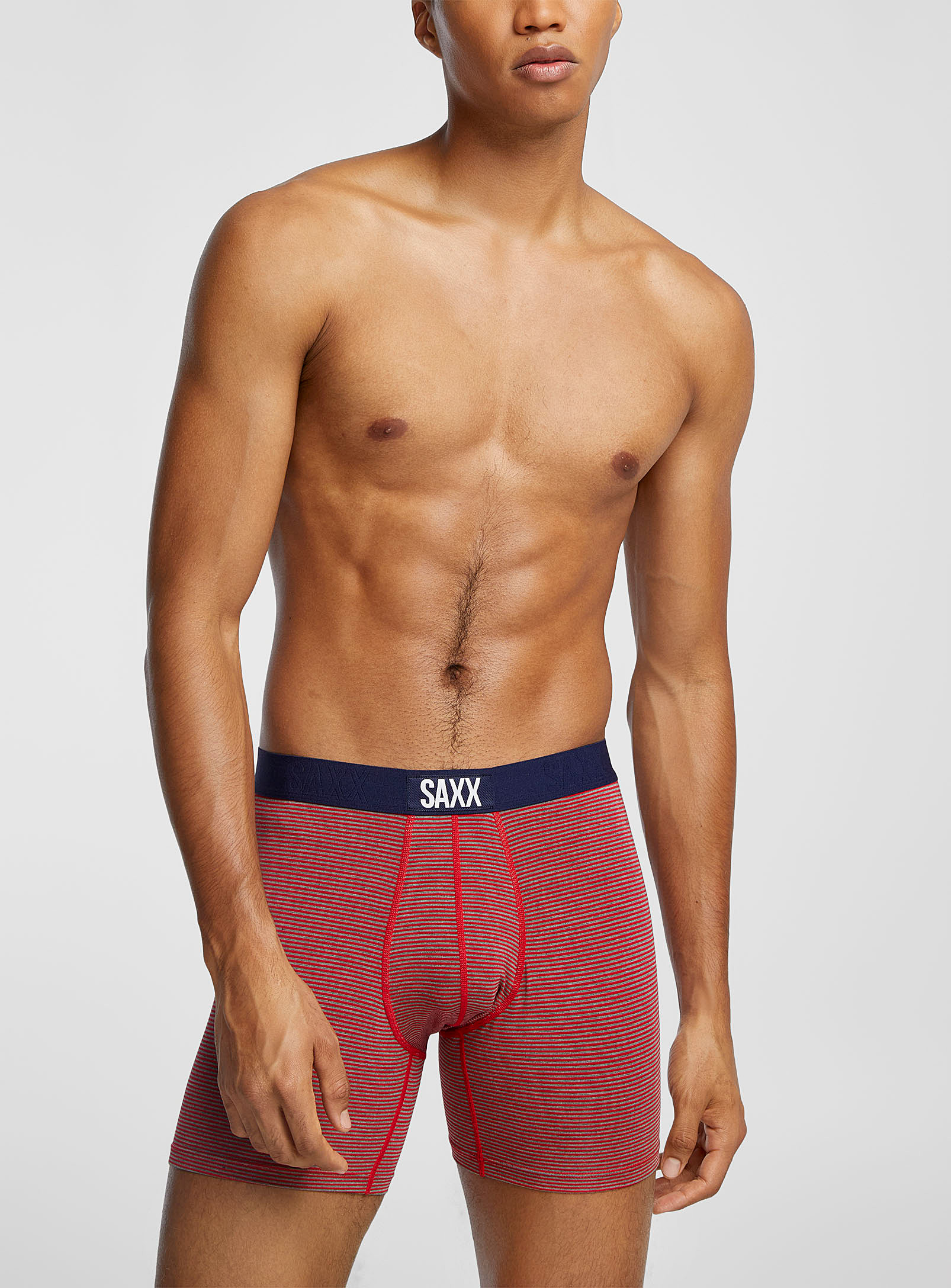 Saxx Mini-stripe Boxer Brief Vibe In Patterned Red