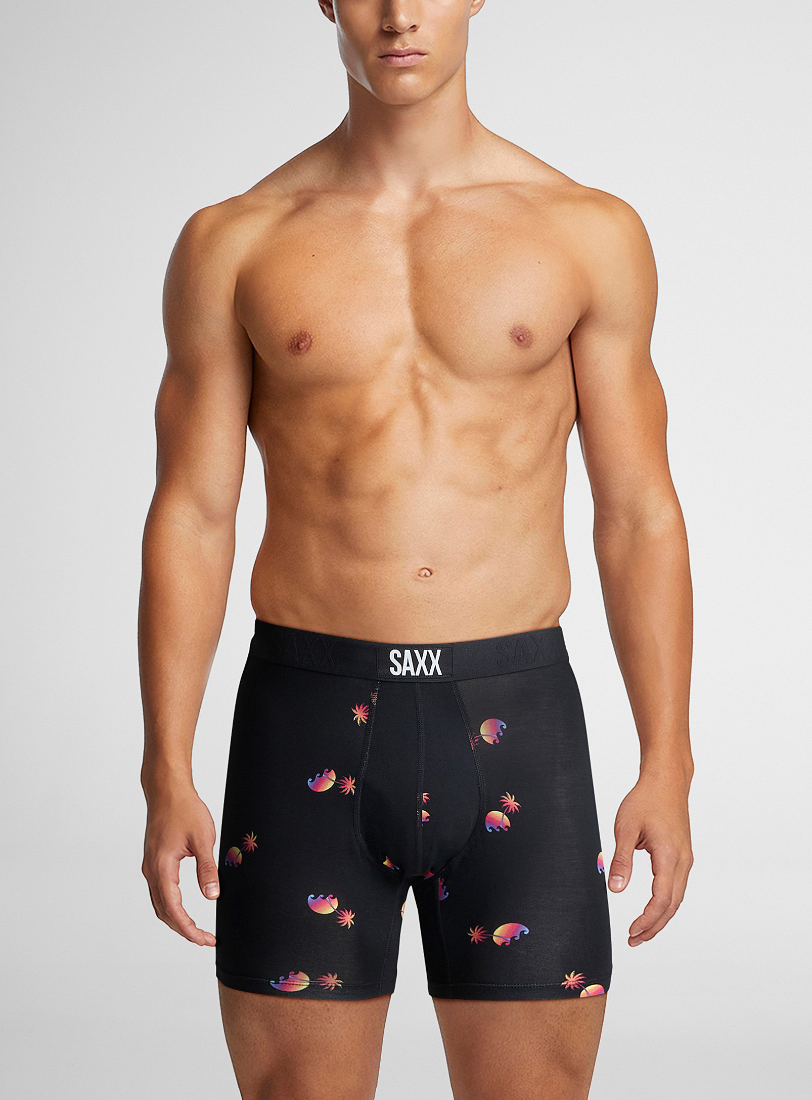 Saxx Sunset Waves Boxer Brief Vibe In Patterned Black