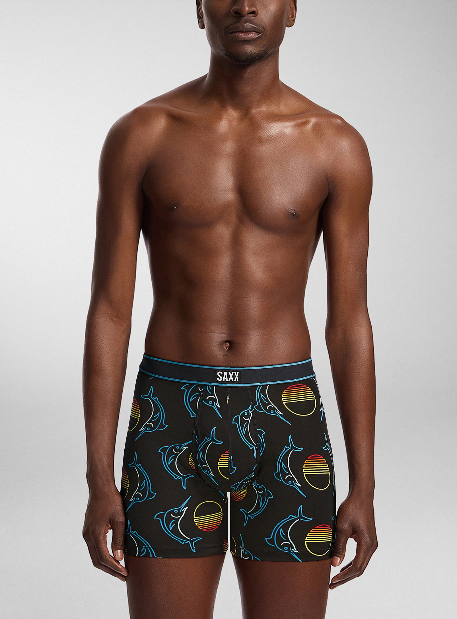 Saxx Men's Daytripper Sunset Crest Relaxed Fit Boxer Briefs In Patterned Black