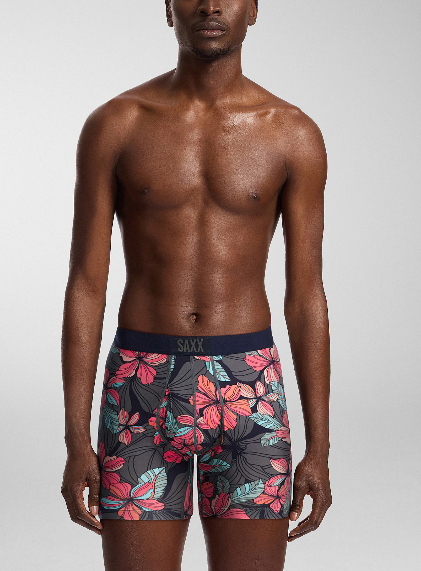 Saxx Deep Jungle Boxer Brief Ultra In Patterned Black