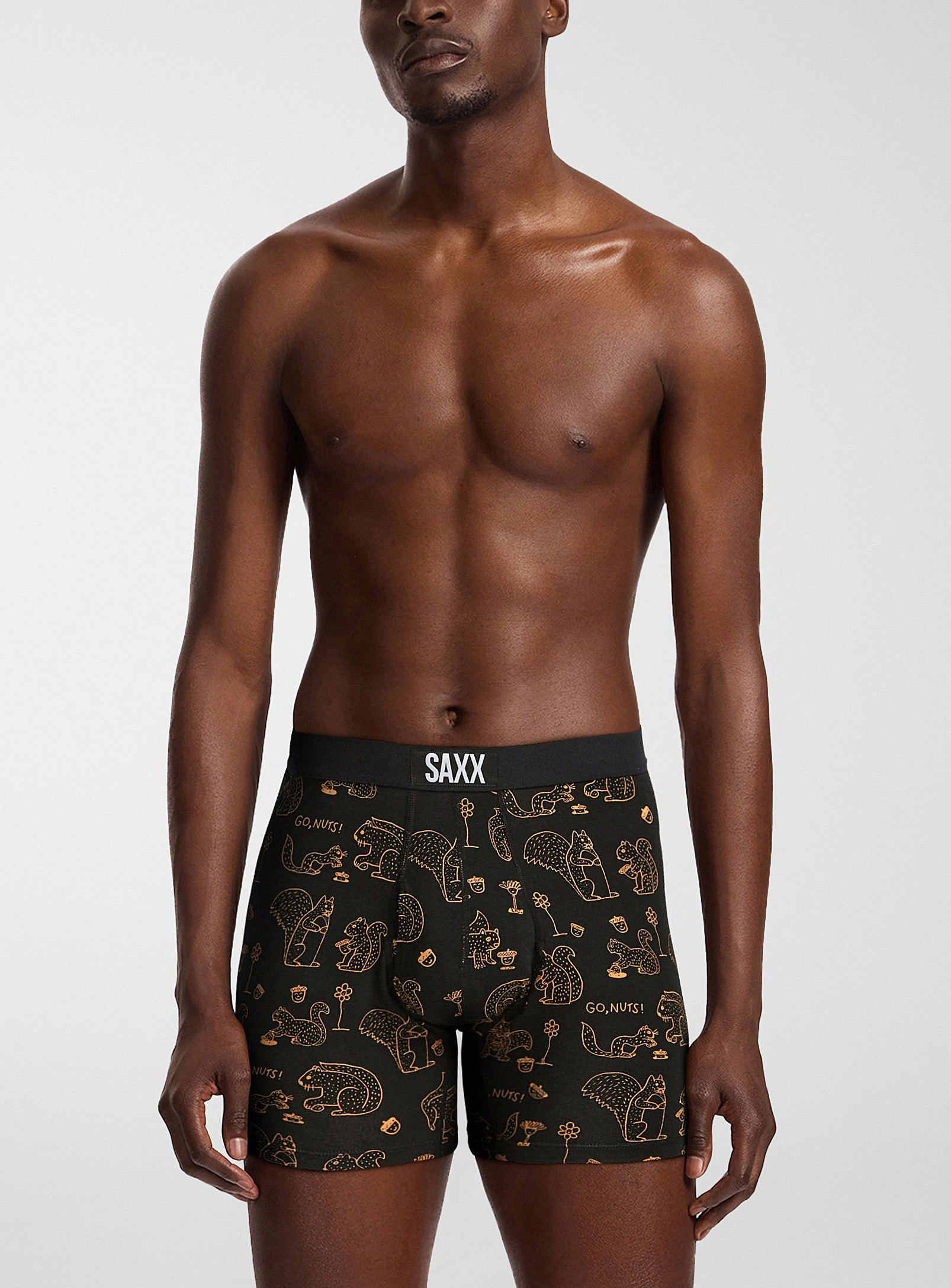 Saxx Squirrel Boxer Brief Ultra In Patterned Black