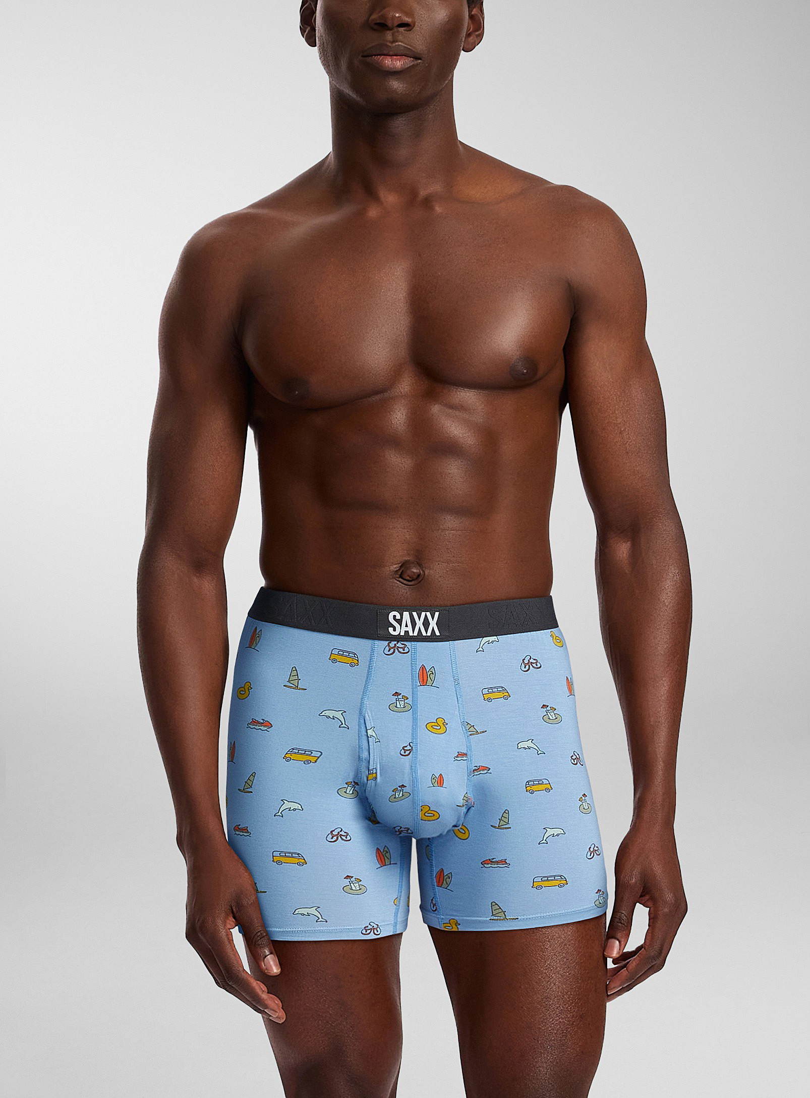 Saxx Summer Transport Boxer Brief Ultra In Patterned Blue