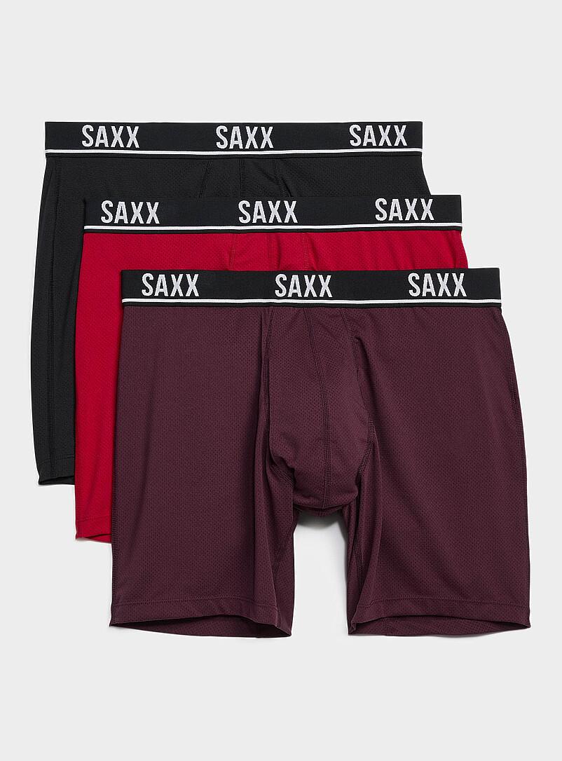 6" Solid Micro-Perforated Boxer Briefs Essential Performance Mesh 3-Pack