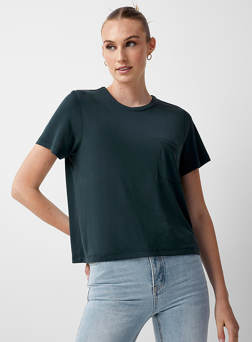 Icône: Le t-shirt peau de pêche modal éco Vert pâle-lime pour femme