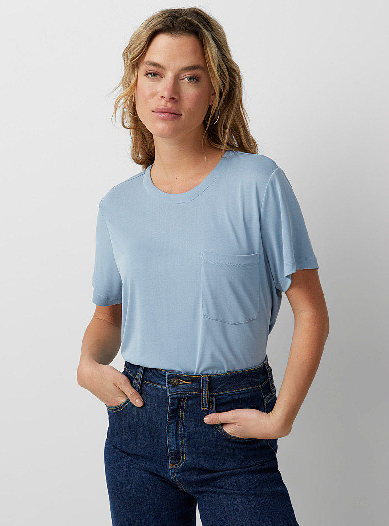 Icône: Le t-shirt peau de pêche Bleu moyen-ardoise pour femme