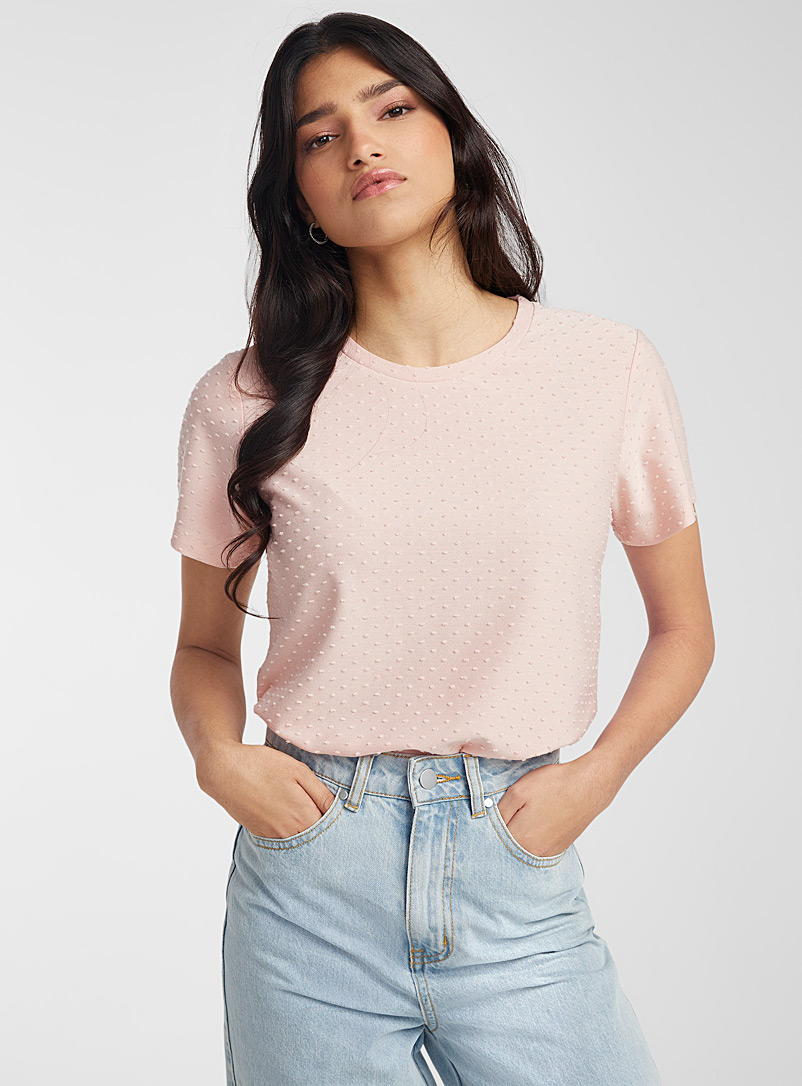 Icône: Le t-shirt plumetis Vieux rose pour femme
