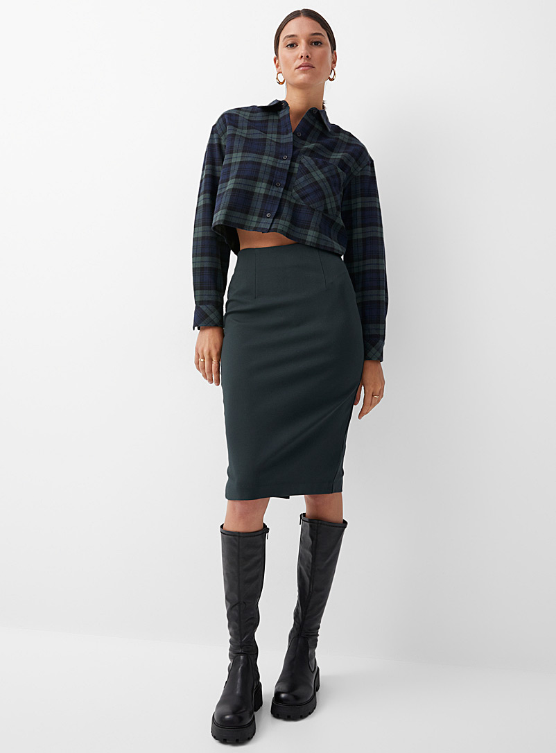 Icône Mossy Green Ponte pencil skirt for women