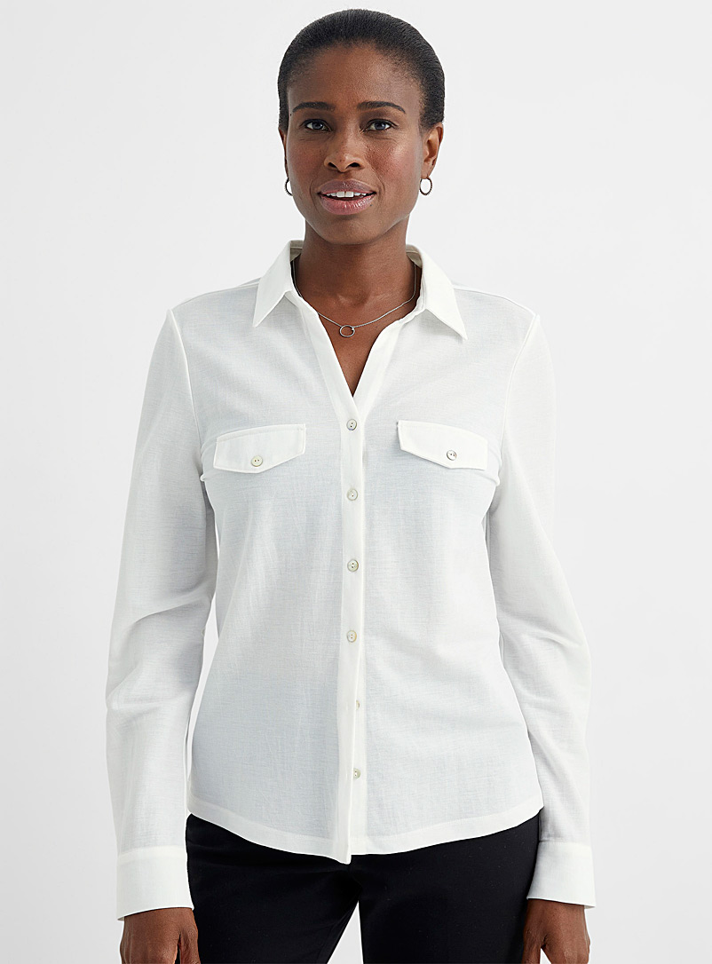 Mother-of-pearl button piqué shirt | Contemporaine | Women%u2019s ...