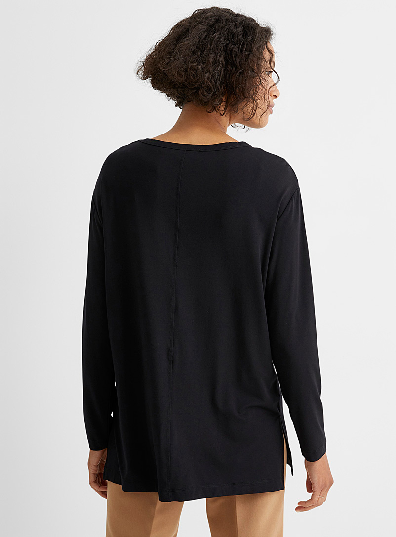 Contemporaine Black Soft modal patch pocket tunic for women