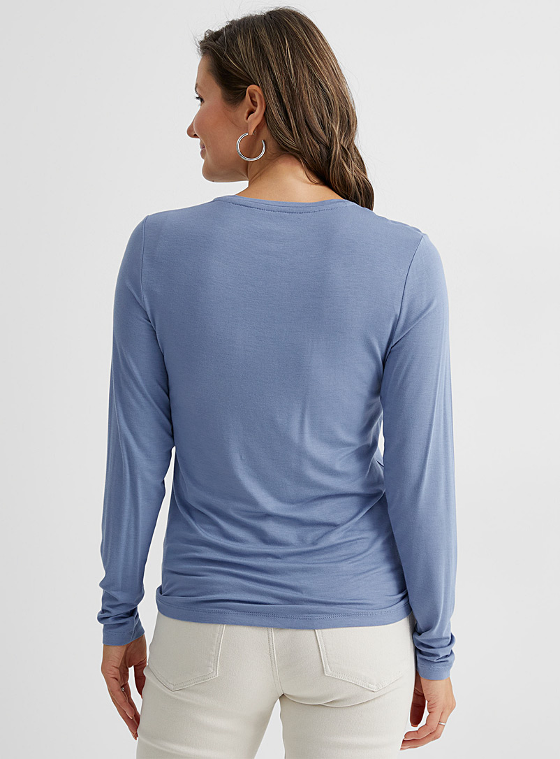 Contemporaine: Le t-shirt manches longues doux jersey Bleu pâle-bleu poudre pour femme
