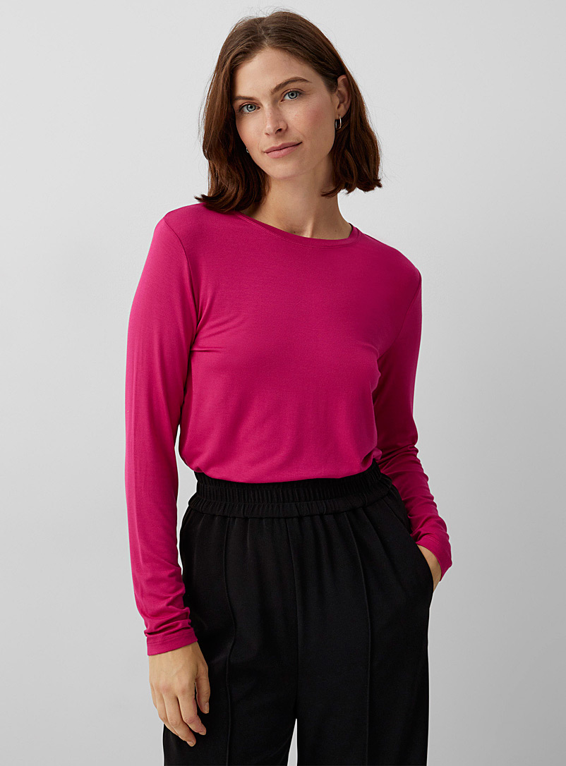 Contemporaine Medium Pink Soft jersey long-sleeve T-shirt for women