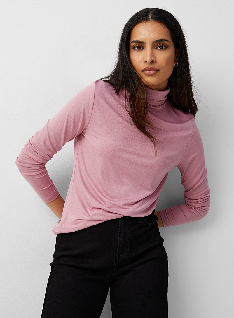 Contemporaine Pink Soft jersey turtleneck for women