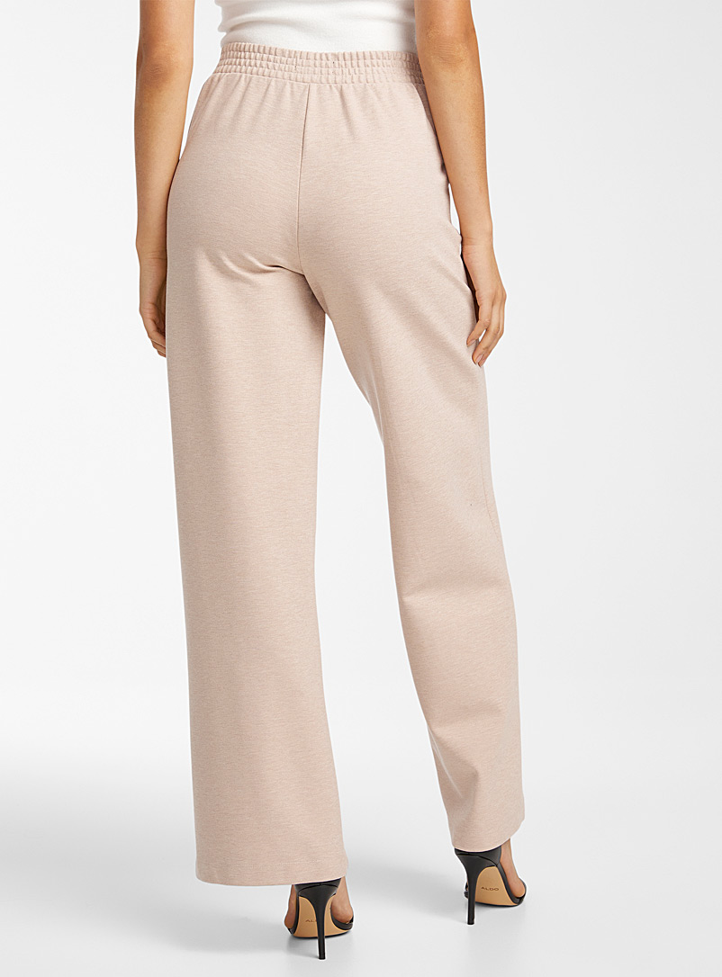 Icône Beige Structured jersey wide-leg pant for women