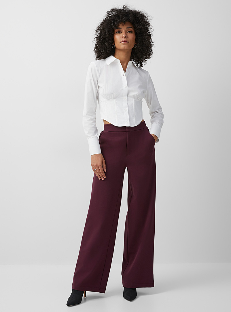 Icône Ruby Red Structured jersey extra-wide-leg pant for women