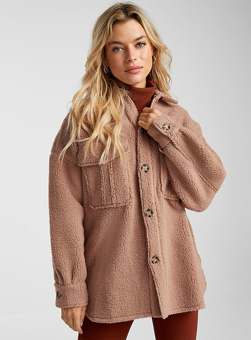 Icône Honey Recycled polyester sherpa overshirt for women