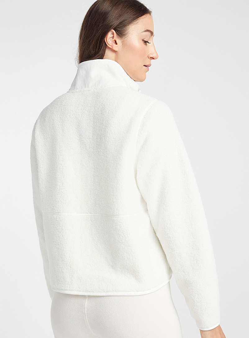 I.FIV5 Patterned Black Zip cotton polar fleece top for women