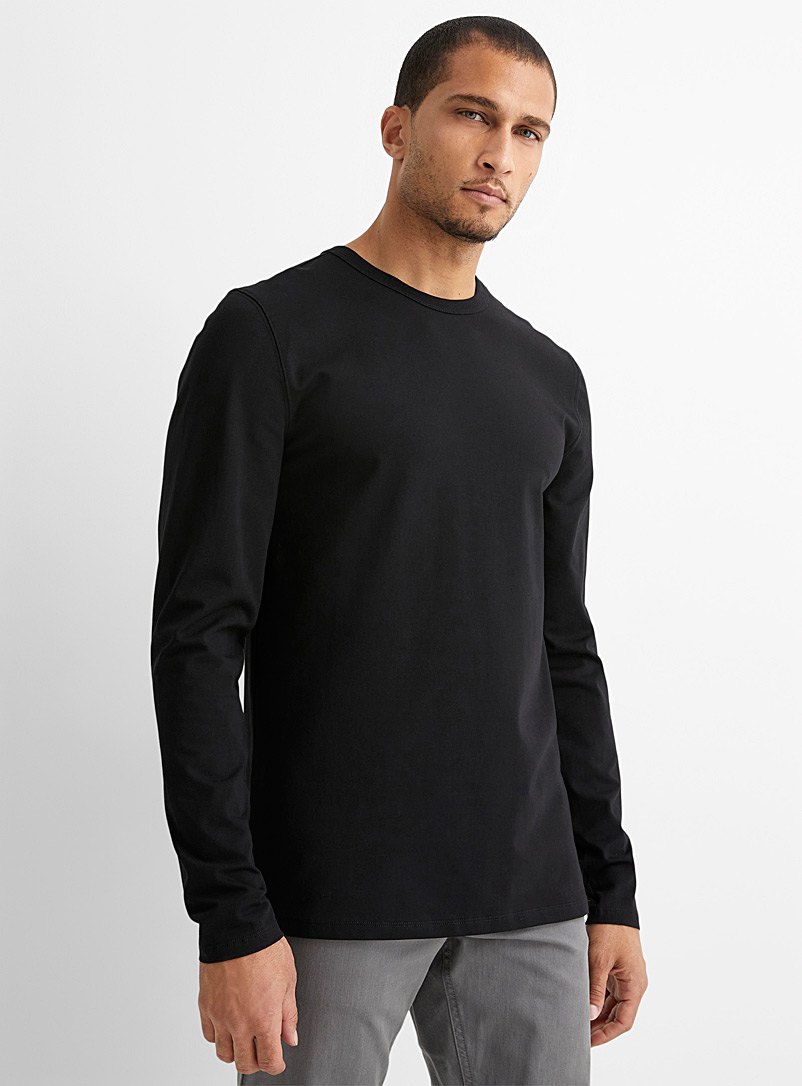 Le 31 Black Stretch organic cotton crew-neck T-shirt for men