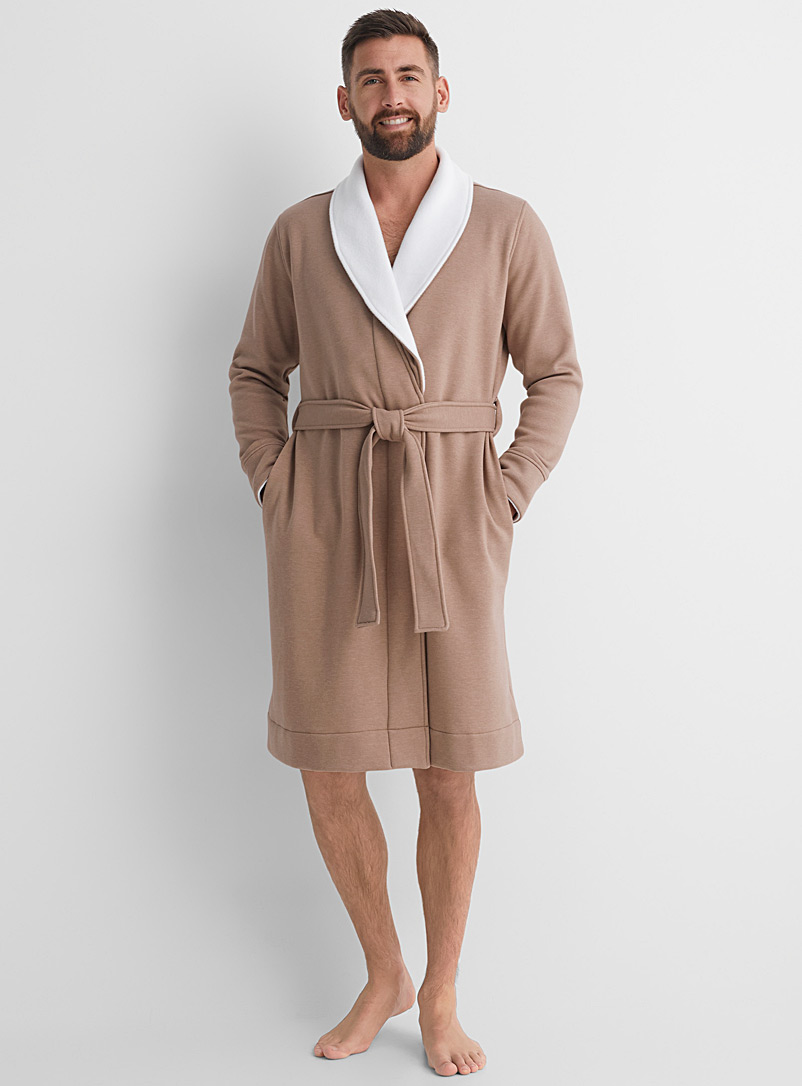 Le 31 Sand Contrast underside robe for men