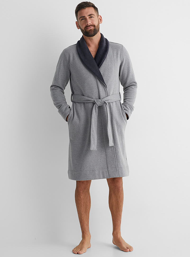 Le 31 Charcoal Contrast underside robe for men