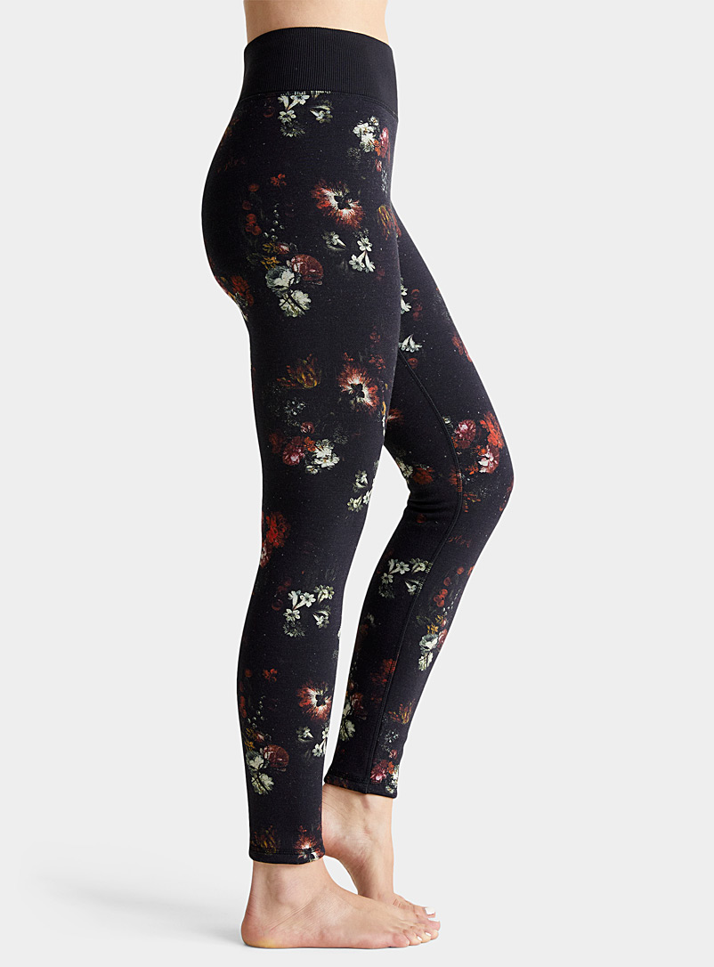 Simons: Le legging doublé motif floral Noir pour femme