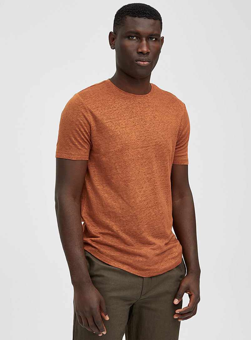 Le 31 Copper Solid pure linen jersey T-shirt for men