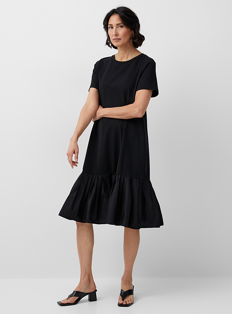 Contemporaine Black Ruffle-hem T-shirt dress for women