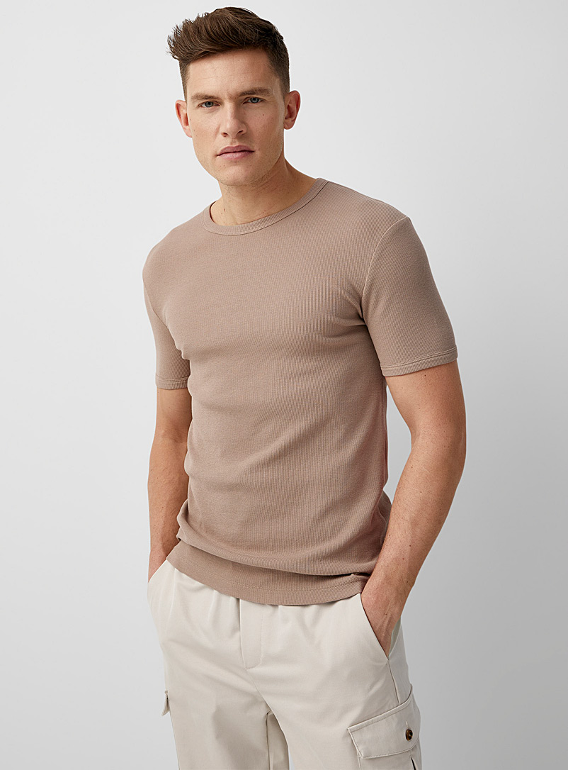 Le 31 Sand Ribbed muscle T-shirt for men