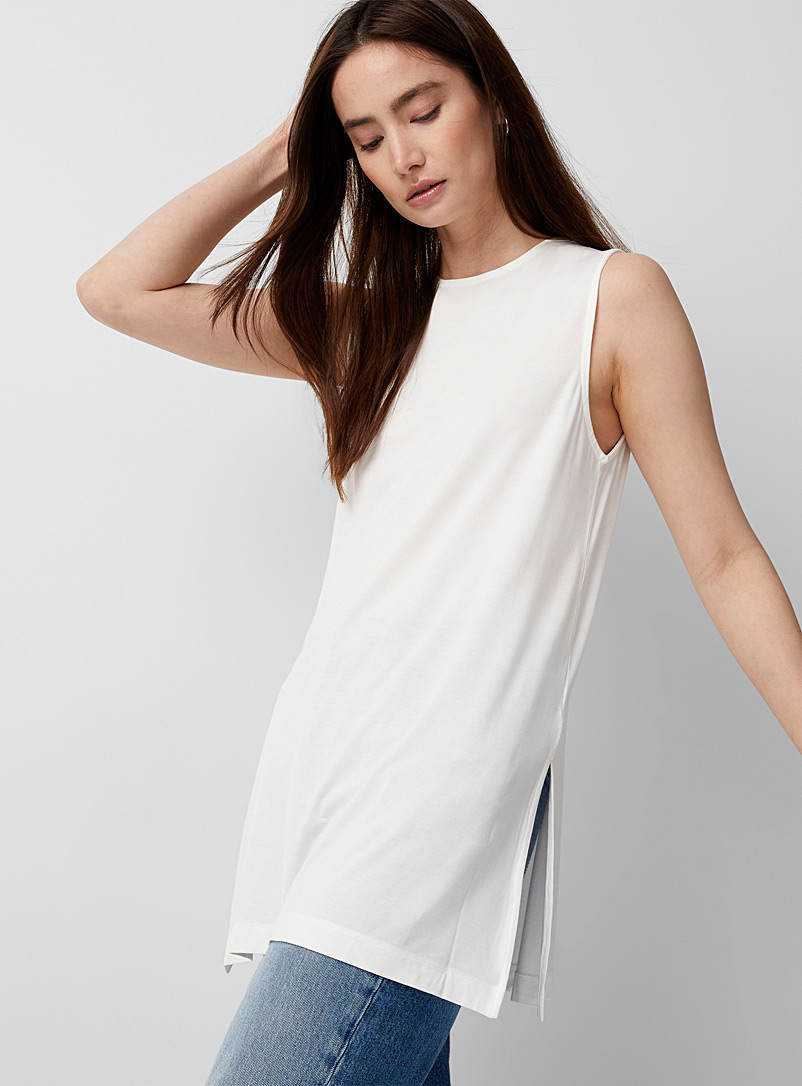 Contemporaine Ivory White Soft jersey sleeveless tunic for women