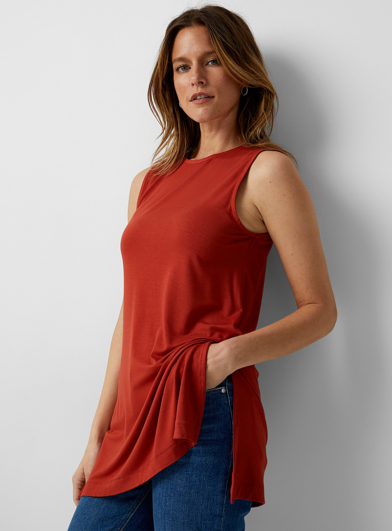 Contemporaine Red Soft jersey sleeveless tunic for women