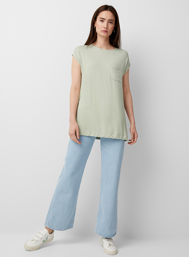 Contemporaine Lime Green Soft jersey cap sleeve tunic for women