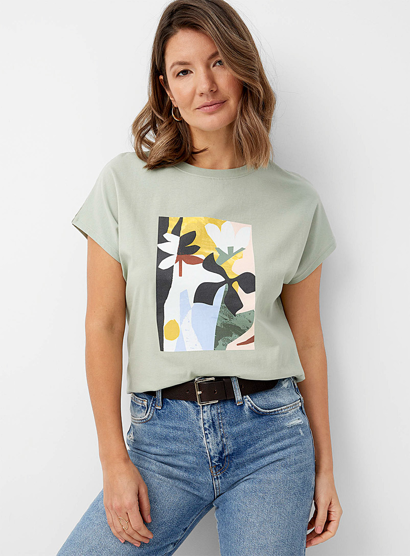 Contemporaine Patterned Green Artistic beauty tee for women
